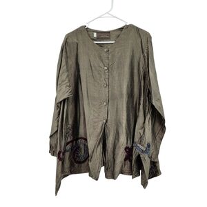 Mary Michele Women's Lightweight Applique Lagenlook Peasant Oversized Top - S